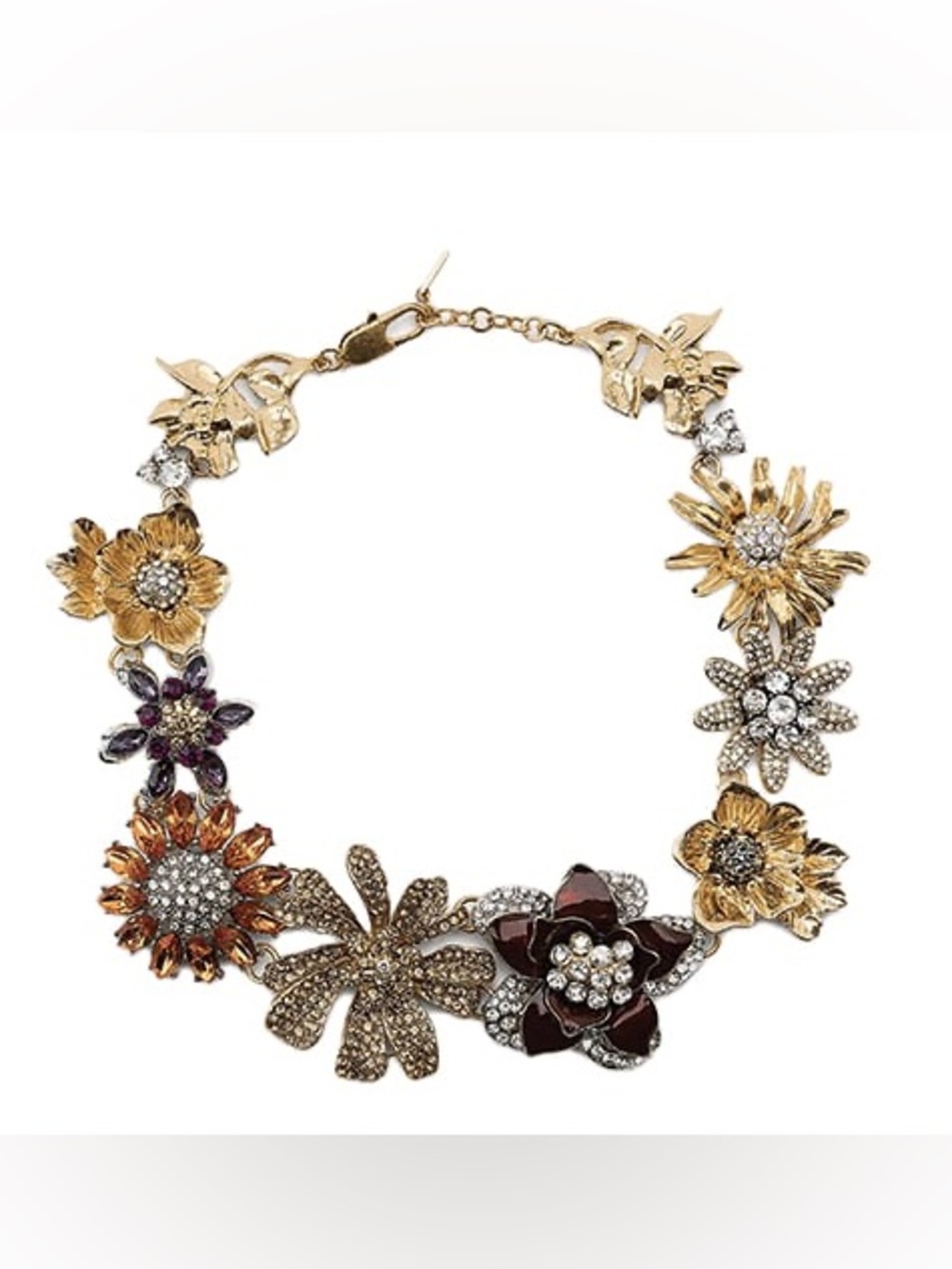 NWT. Zara Multicoloured Flower Jewel Glitter Necklace.